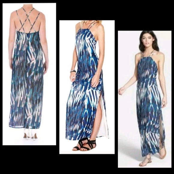 SANCTUARY CLOTHING Multi Blue Chiffon Printed Full Length Maxi Dress Size Small. - Picture 1 of 7